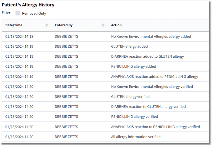 Patient's Allergy History 1