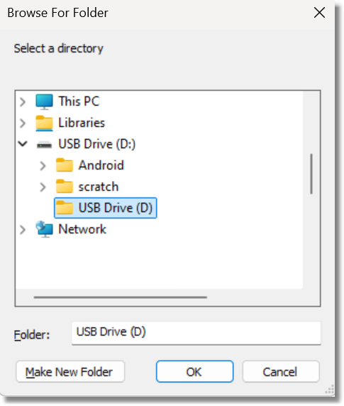 wc choose folder