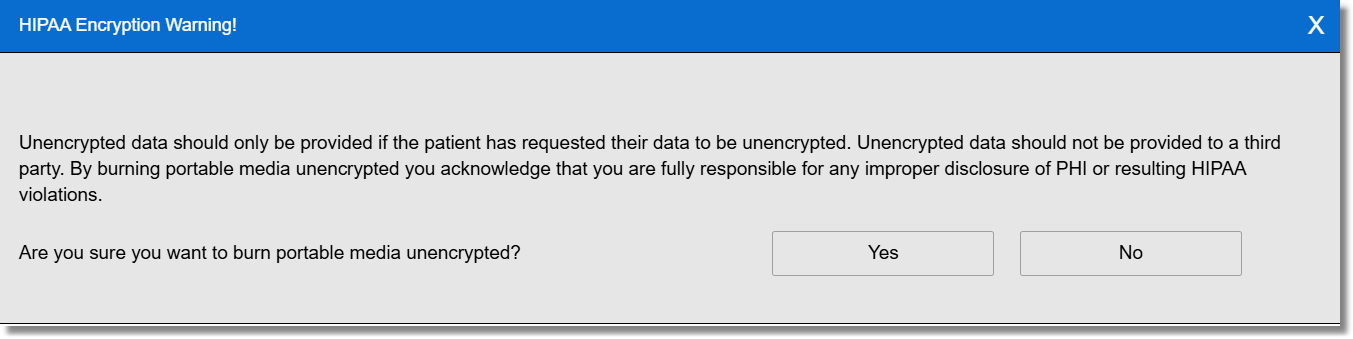 wc hipaa encryption warning