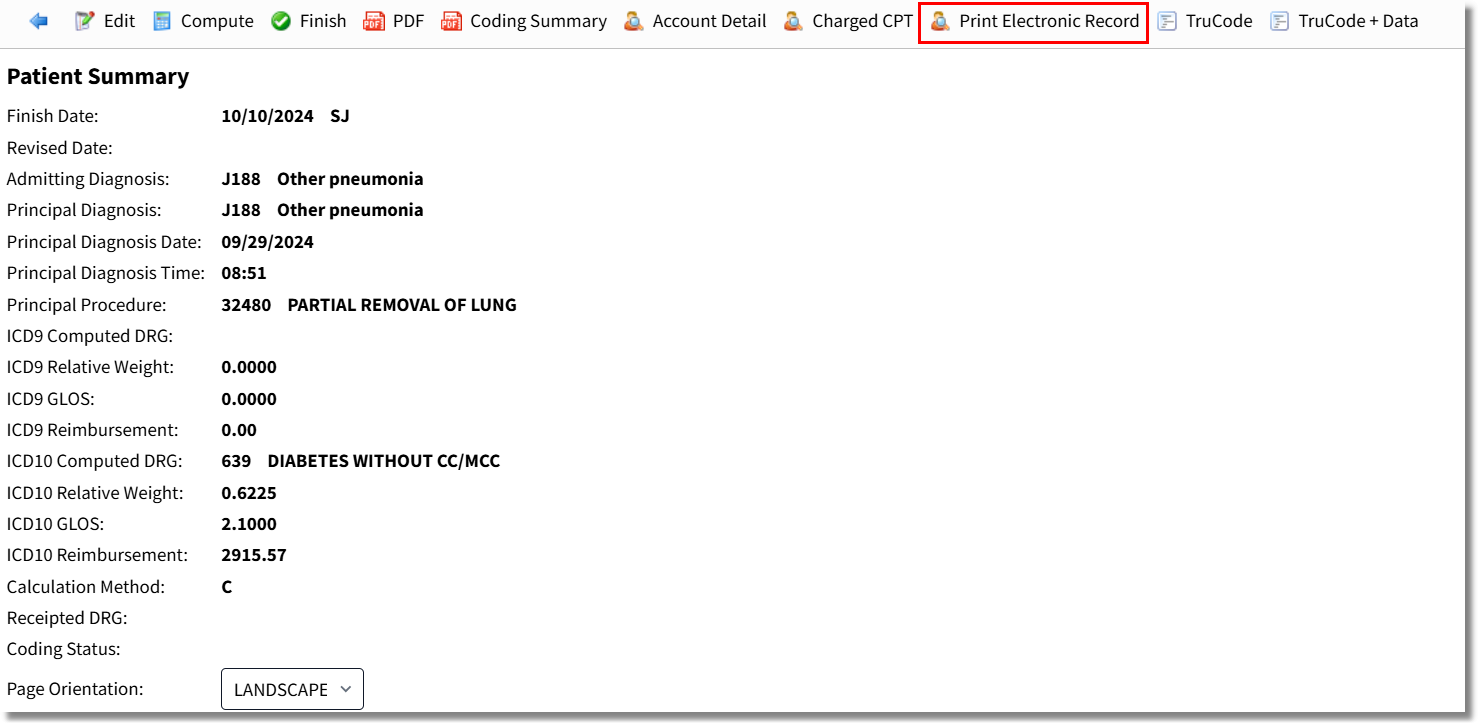 wc pt sum print emr