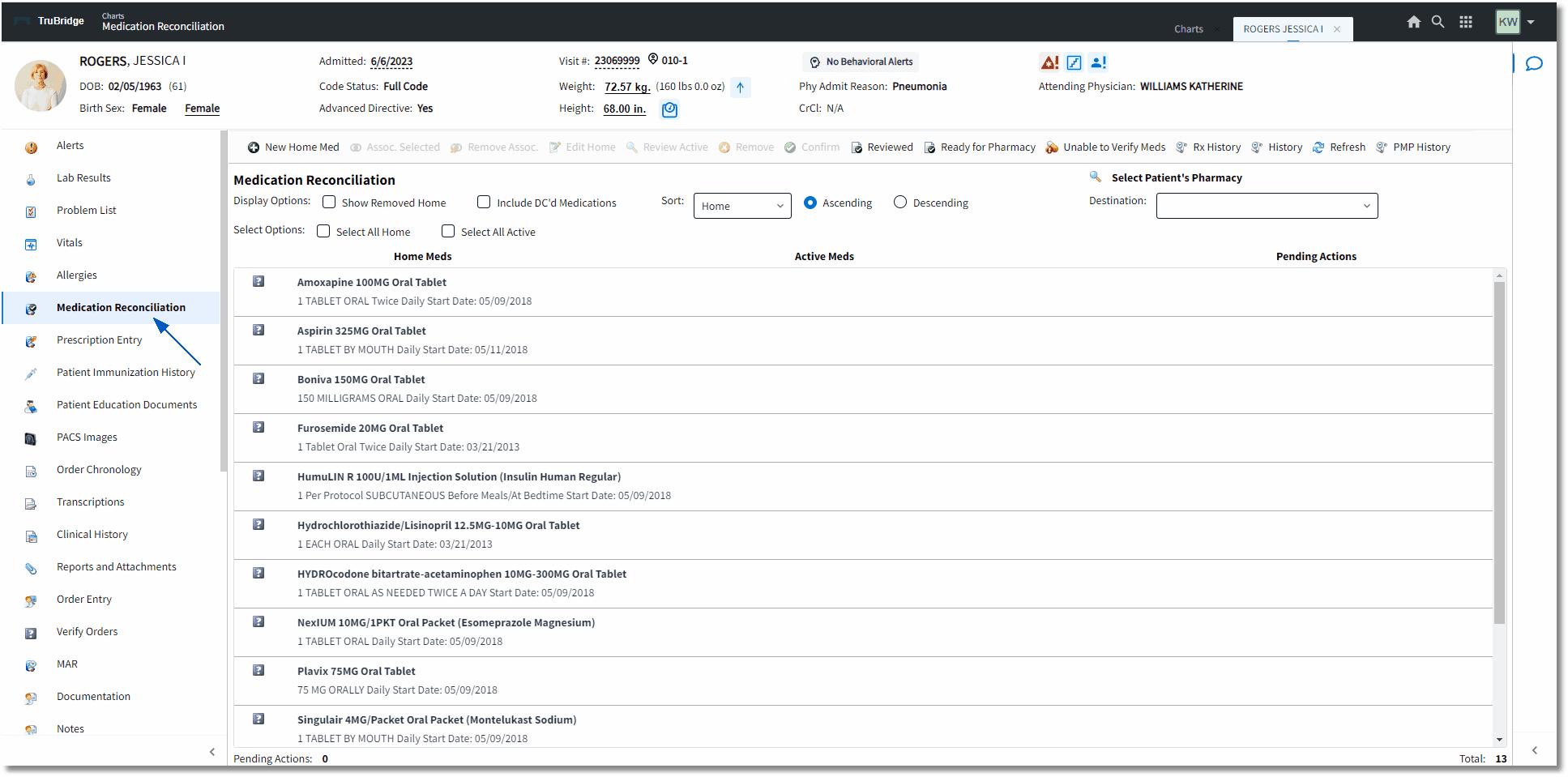 medication reconciliation screen