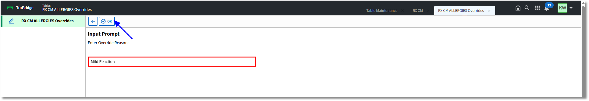 rx cm override input