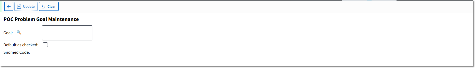 POC Goal Maintenance Screen