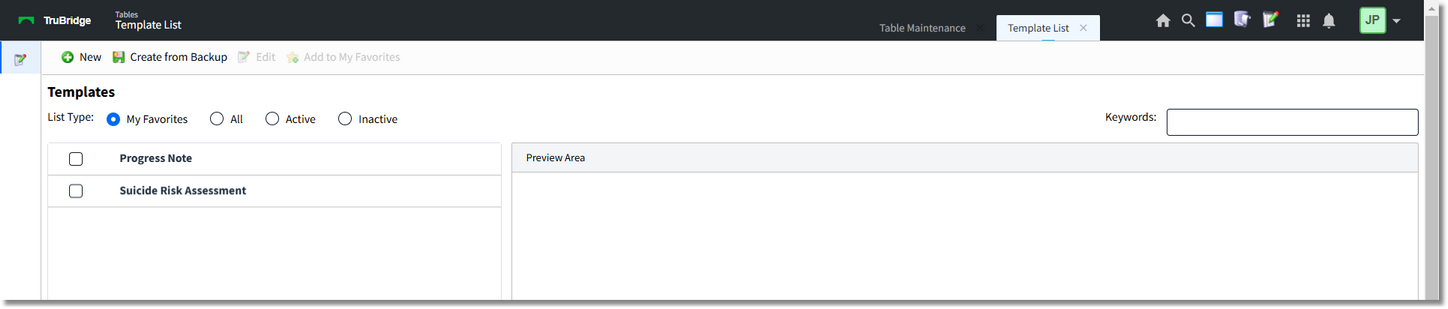 templates main screen