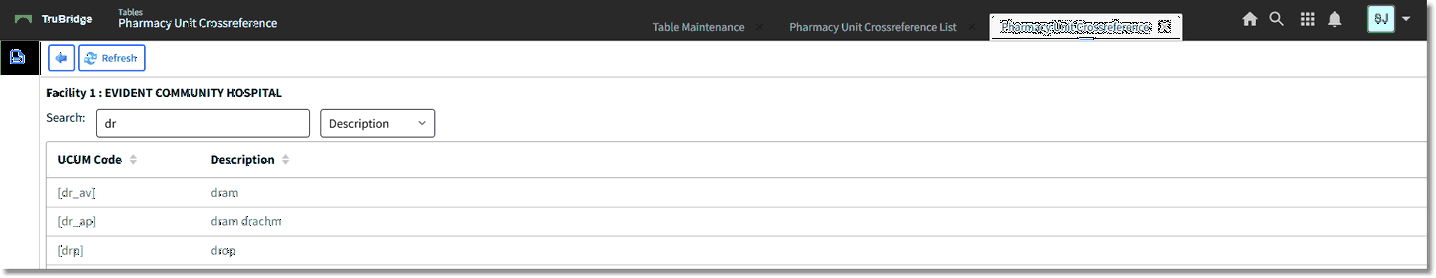 Units table lookup