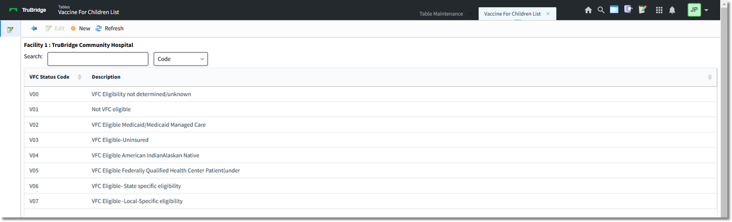 vfc_status_table