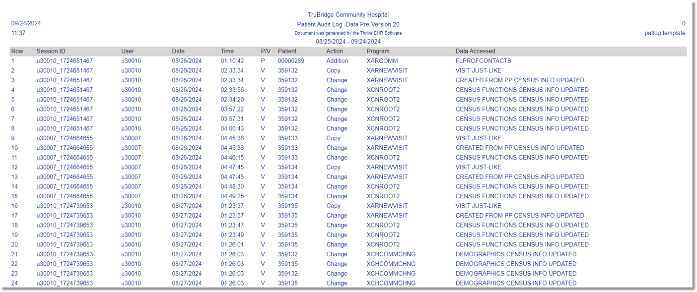 wc pt audit log pre 20 report
